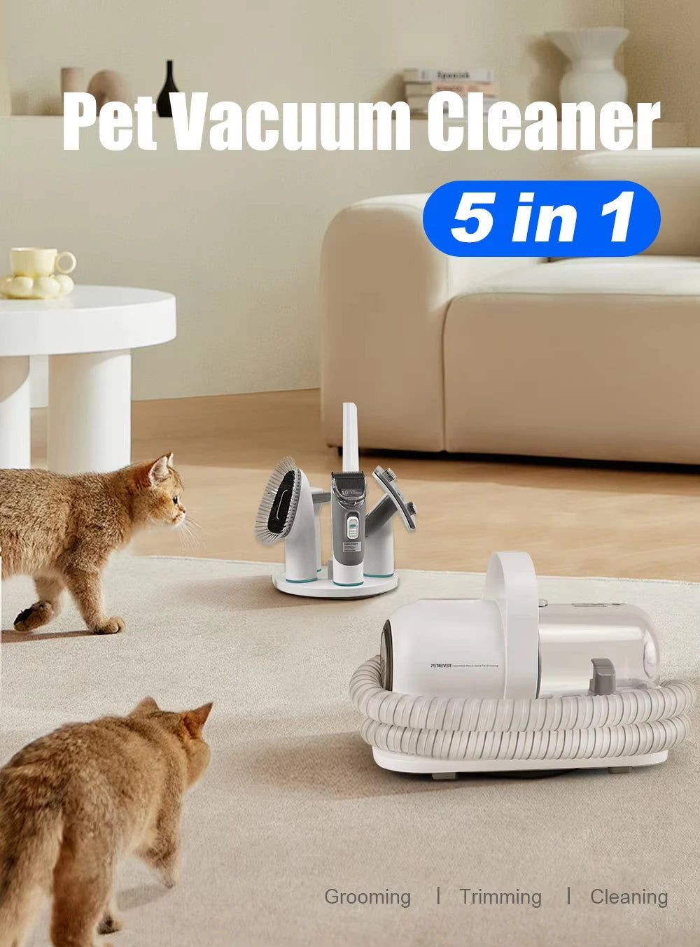 Aspirapolvere 5 in 1 per cani e gatti, strumenti per toelettatura